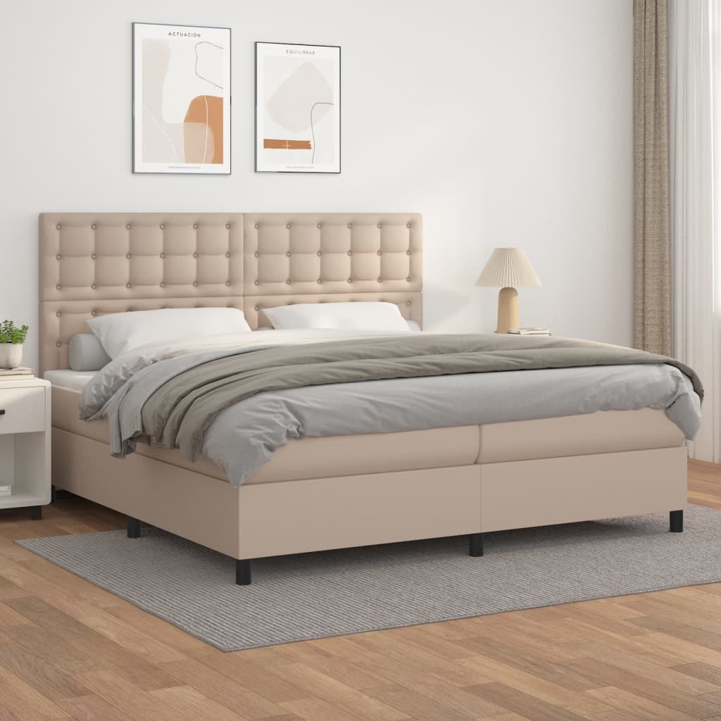 Boxspringbett Matratze -Braun 100X200Cm Kunstleder Cappuccino