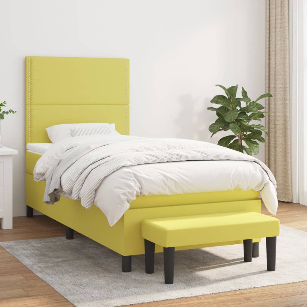 Boxspringbett Mit Matratze Stoff Hellgrün