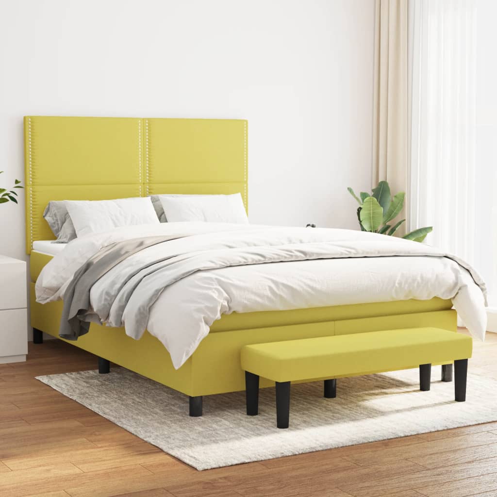 Boxspringbett Mit Matratze Stoff Hellgrün