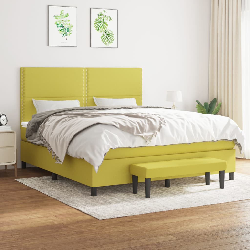 Boxspringbett Mit Matratze Stoff Hellgrün