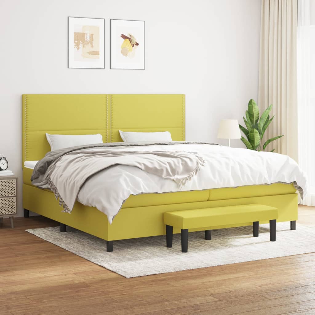 Boxspringbett Mit Matratze Stoff Hellgrün