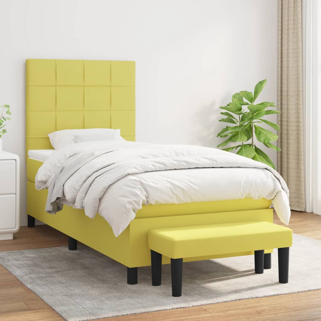 Boxspringbett Mit Matratze Stoff Hellgrün