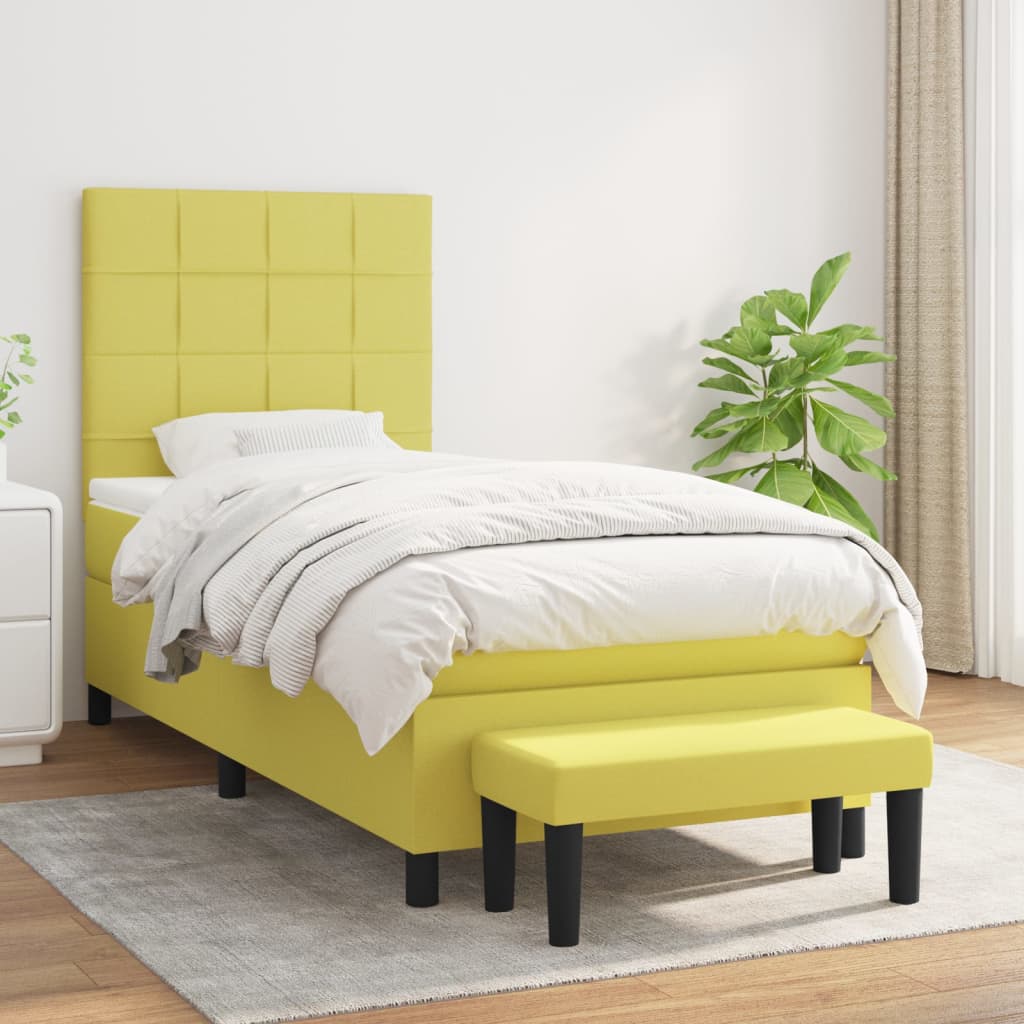 Boxspringbett Mit Matratze Stoff Hellgrün