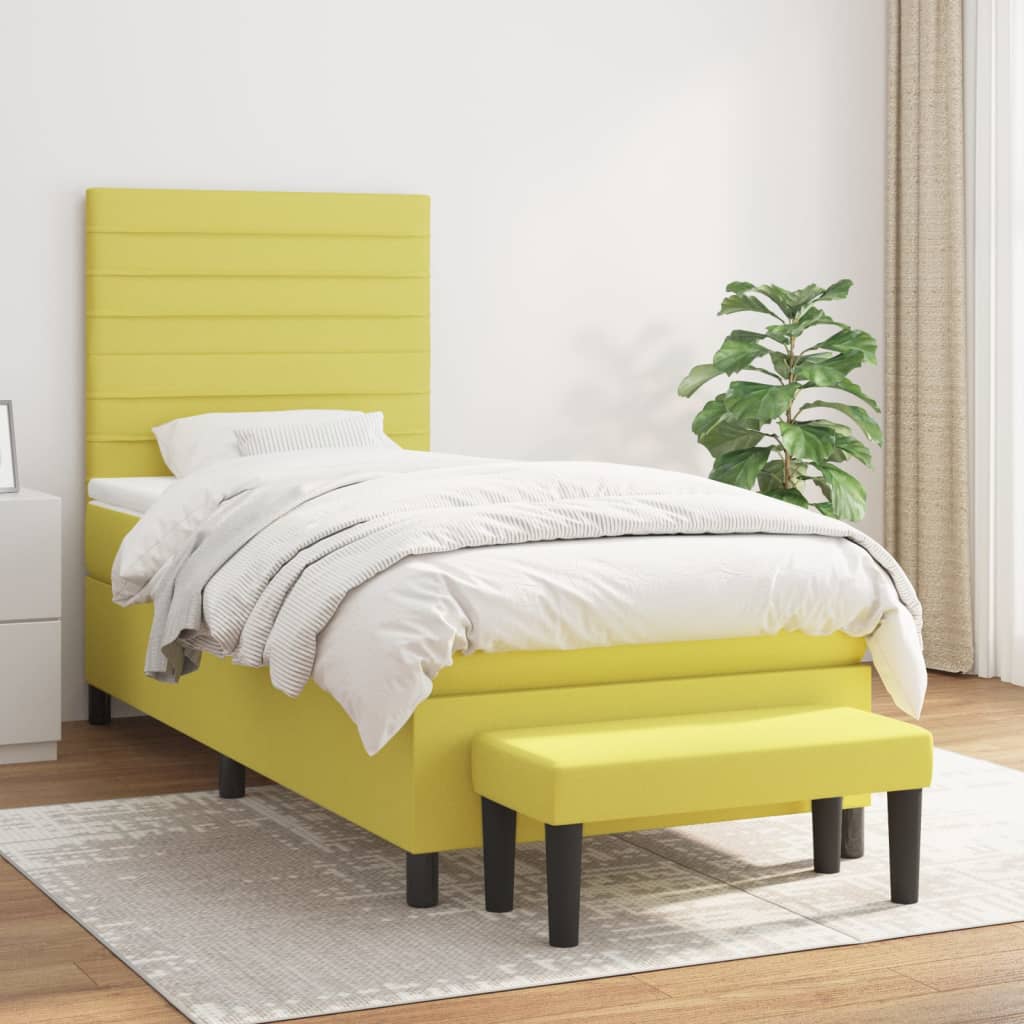 Boxspringbett Mit Matratze Stoff Hellgrün
