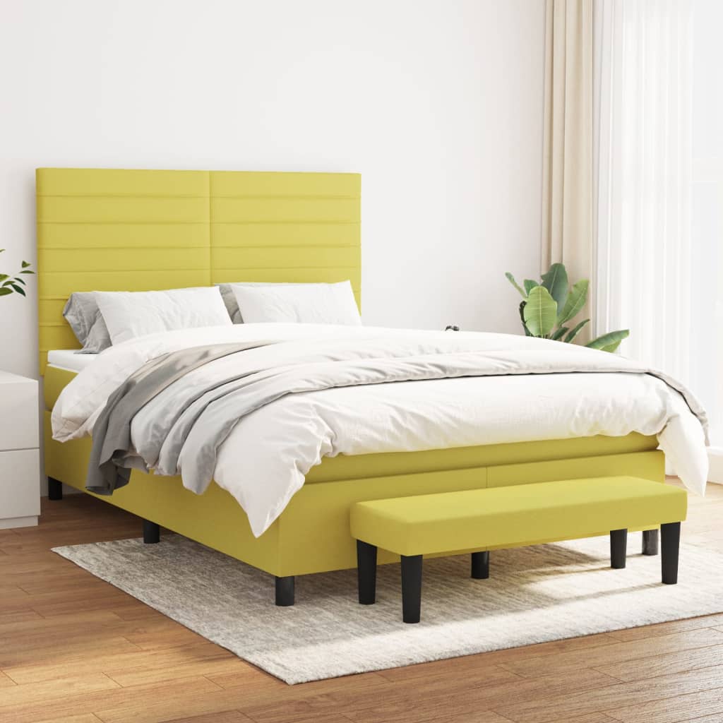 Boxspringbett Mit Matratze Stoff Hellgrün