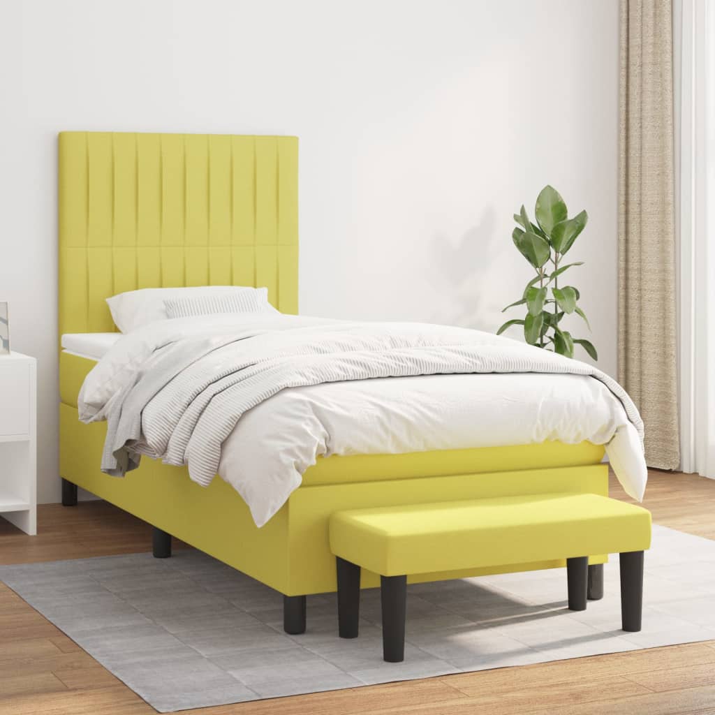 Boxspringbett Mit Matratze Stoff Hellgrün