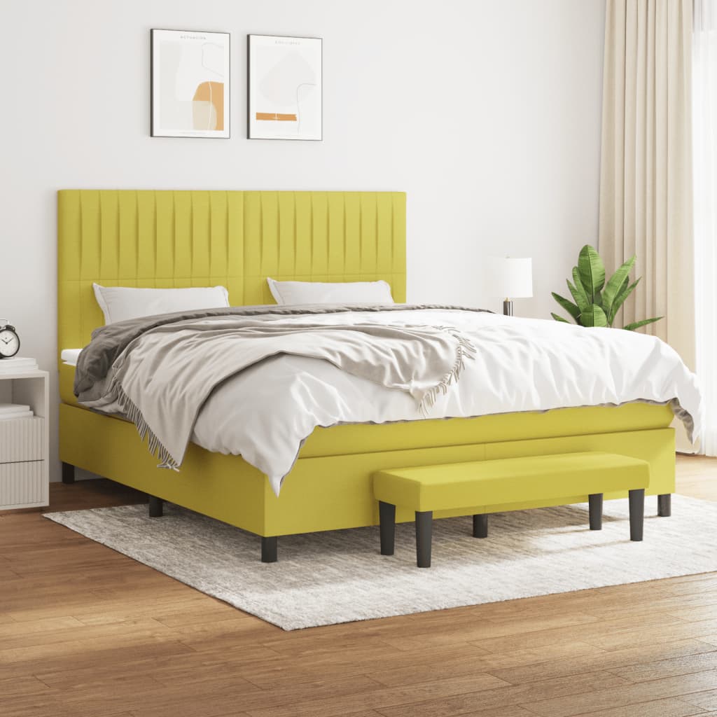 Boxspringbett Mit Matratze Stoff Hellgrün