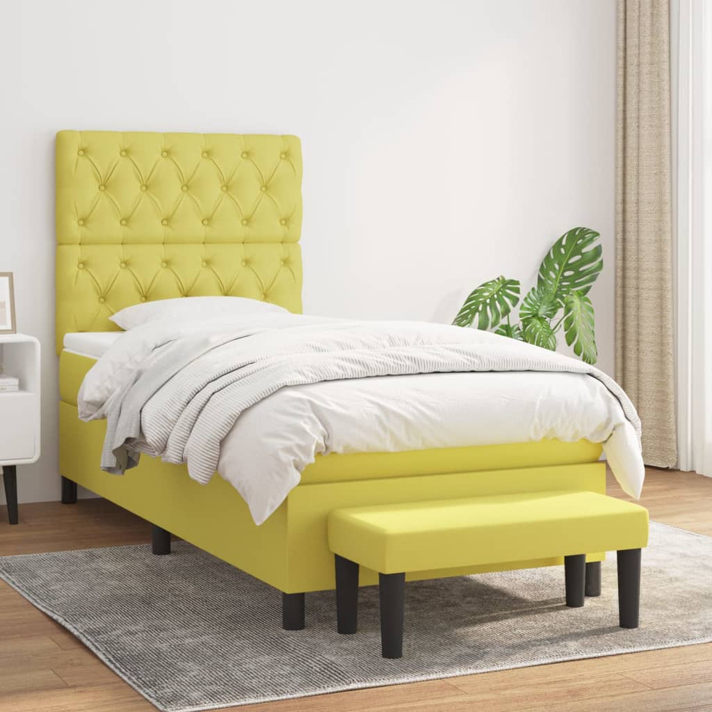 Boxspringbett Mit Matratze Stoff Hellgrün