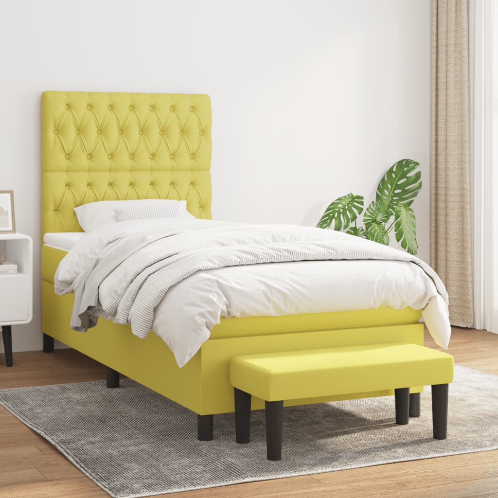 Boxspringbett Mit Matratze Stoff Hellgrün