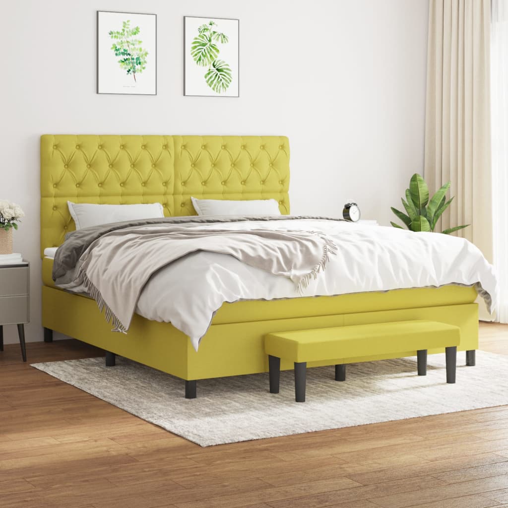 Boxspringbett Mit Matratze Stoff Hellgrün