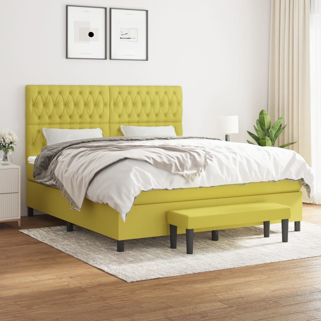 Boxspringbett Mit Matratze Stoff Hellgrün