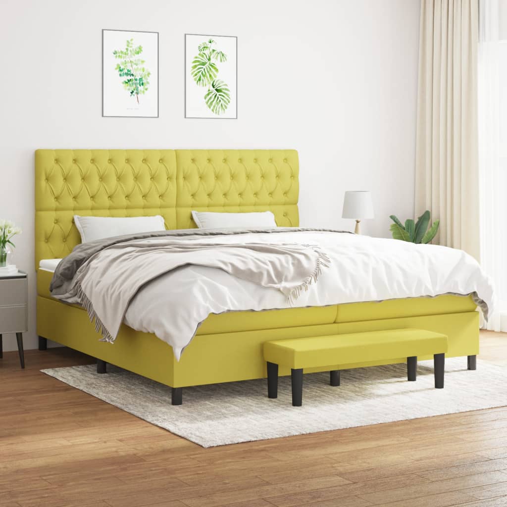 Boxspringbett Mit Matratze Stoff Hellgrün