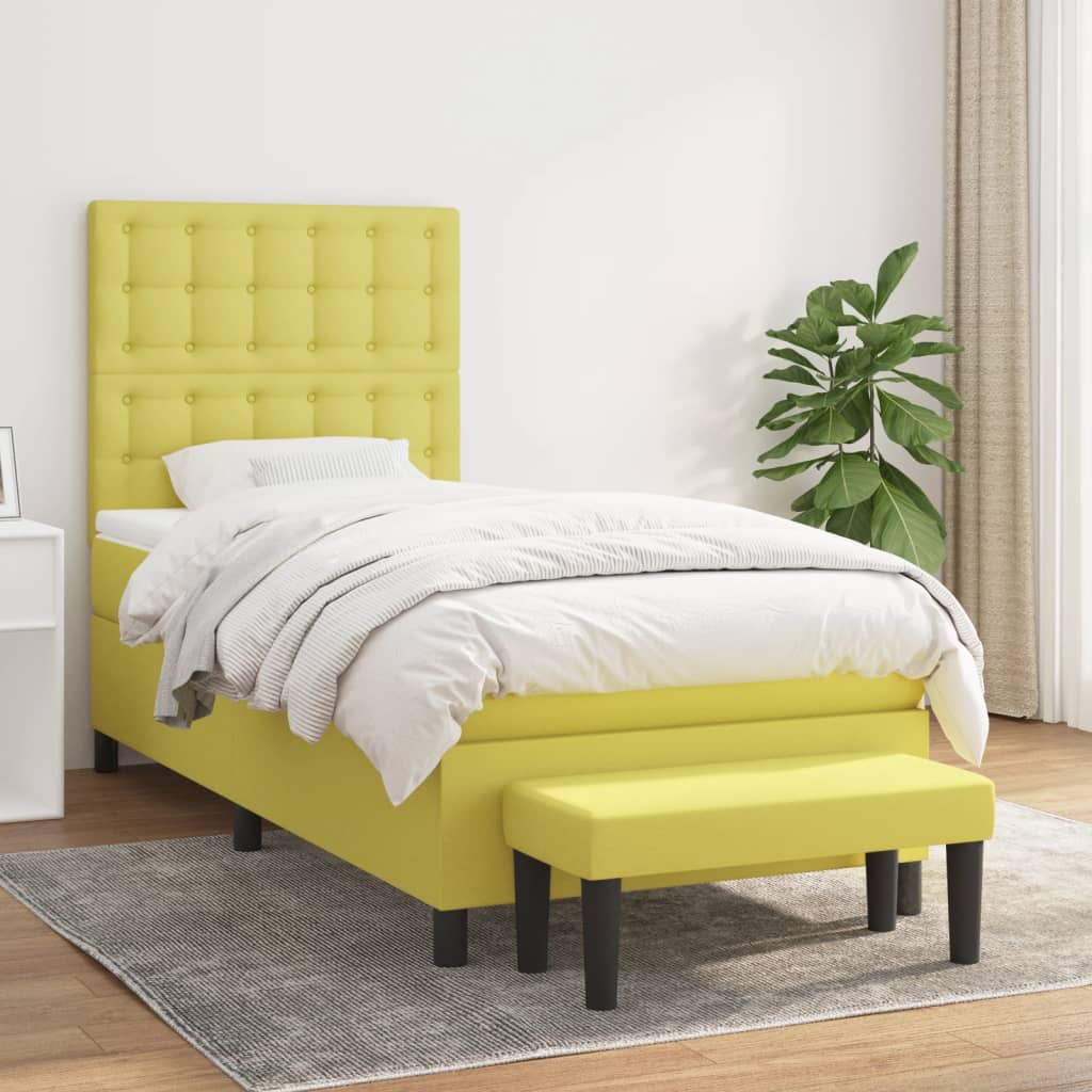 Boxspringbett Mit Matratze Stoff Hellgrün
