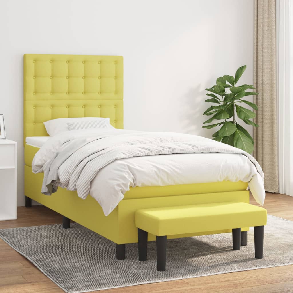Boxspringbett Mit Matratze Stoff Hellgrün