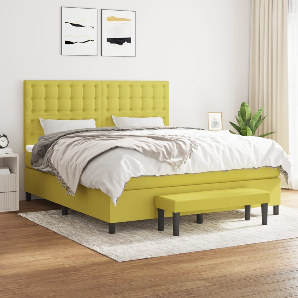 Boxspringbett Mit Matratze Stoff Hellgrün