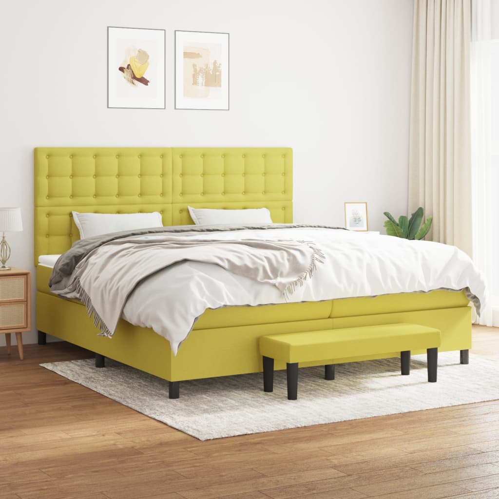 Boxspringbett Mit Matratze Stoff Hellgrün