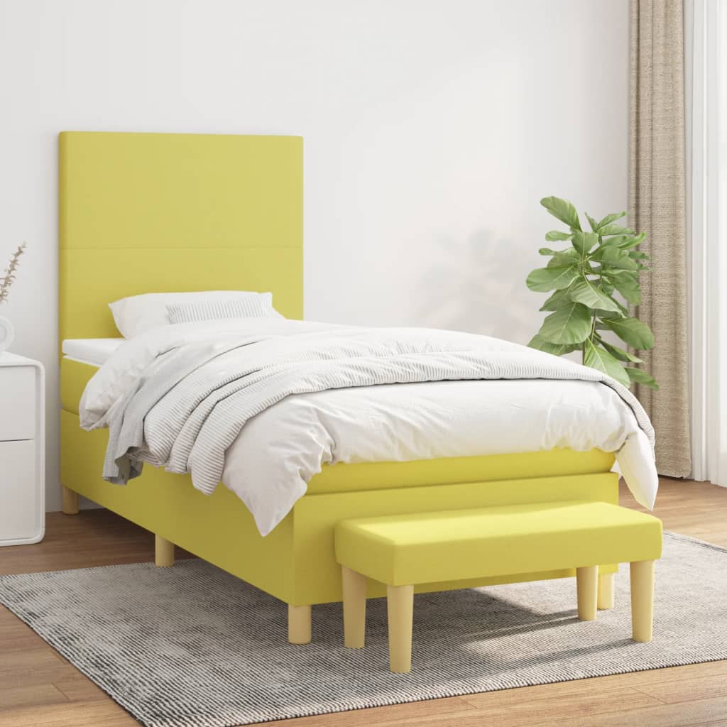 Boxspringbett Mit Matratze Stoff Hellgrün