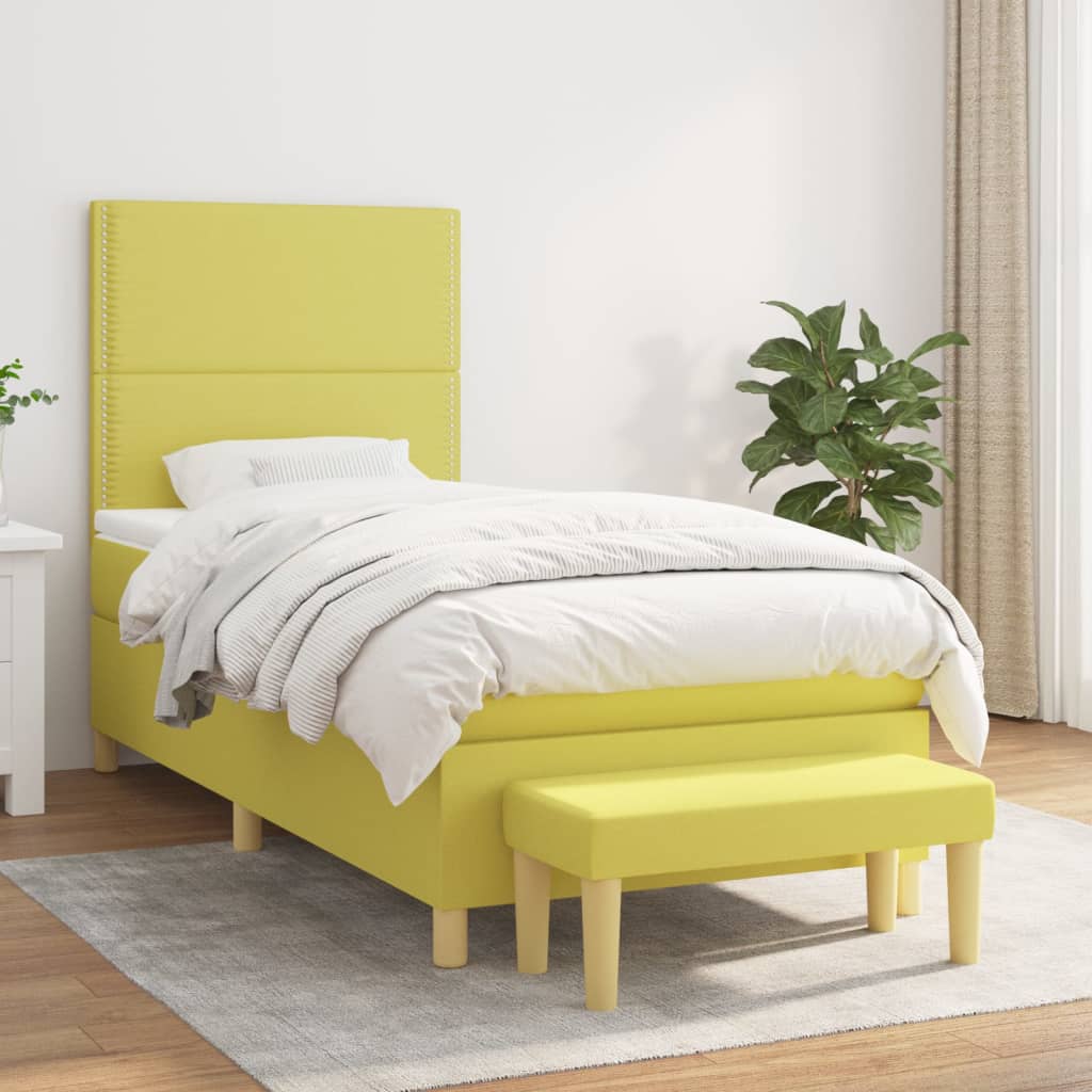 Boxspringbett Mit Matratze Stoff Hellgrün