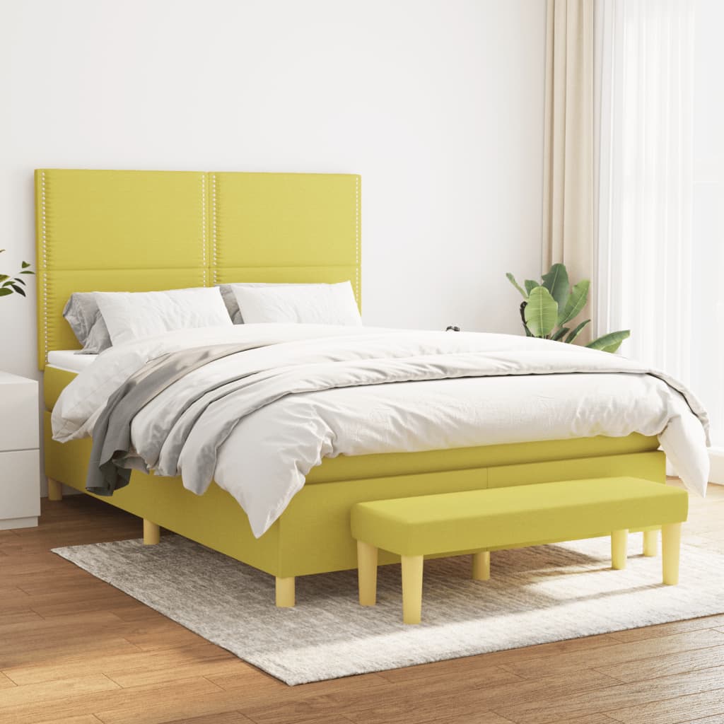 Boxspringbett Mit Matratze Stoff Hellgrün