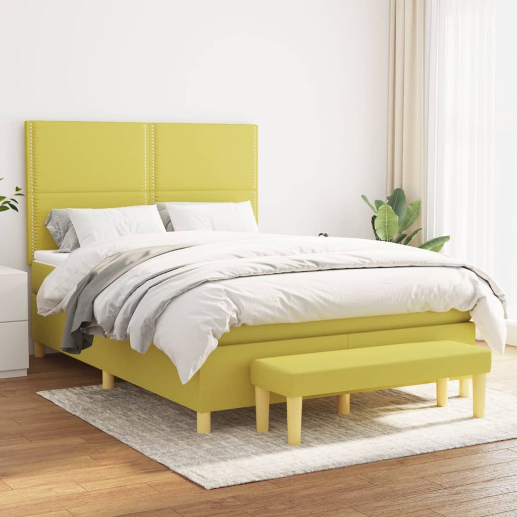 Boxspringbett Mit Matratze Stoff Hellgrün