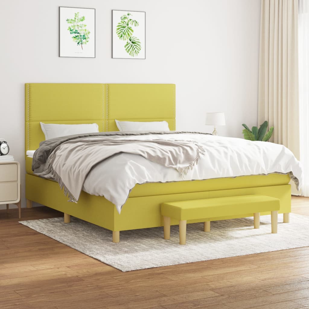 Boxspringbett Mit Matratze Stoff Hellgrün