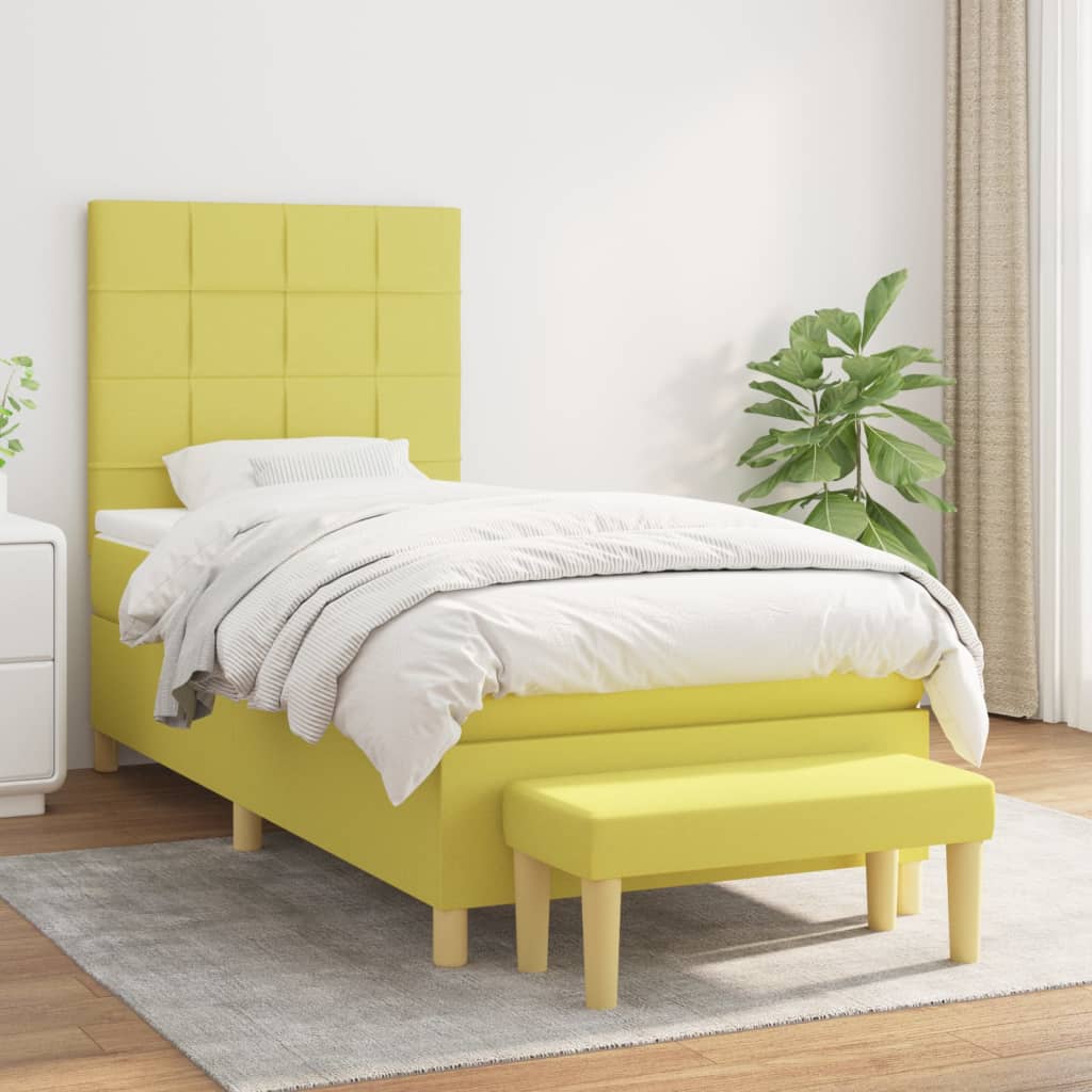 Boxspringbett Mit Matratze Stoff Hellgrün