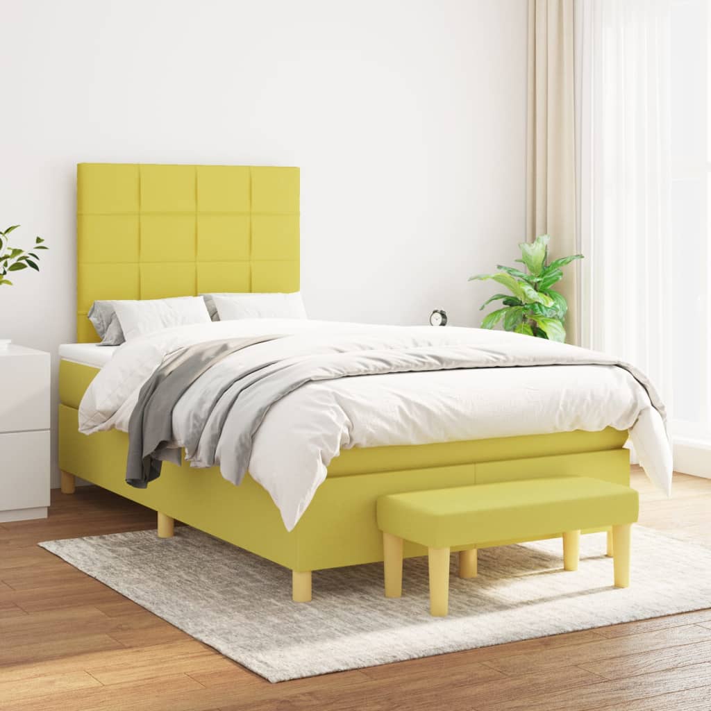 Boxspringbett Mit Matratze Stoff Hellgrün