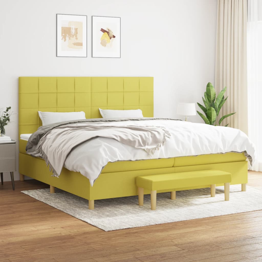 Boxspringbett Mit Matratze Stoff Hellgrün