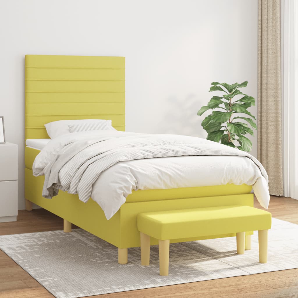 Boxspringbett Mit Matratze Stoff Hellgrün