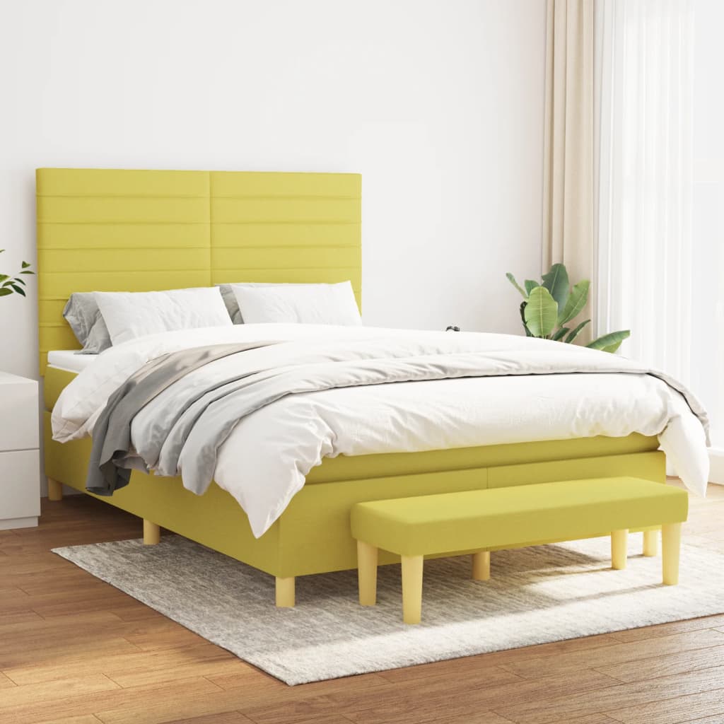 Boxspringbett Mit Matratze Stoff Hellgrün