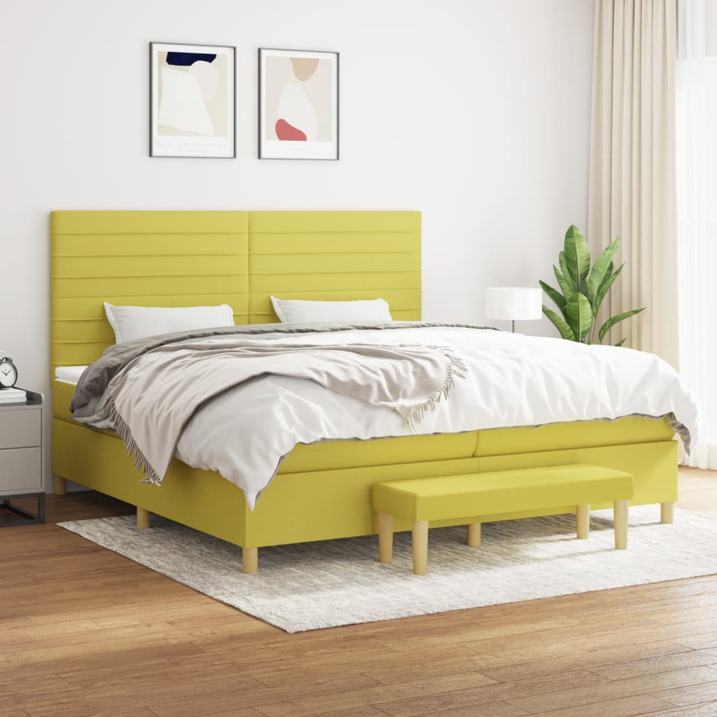 Boxspringbett Mit Matratze Stoff Hellgrün