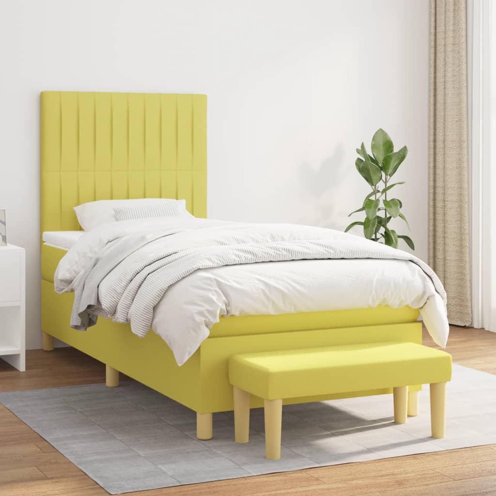 Boxspringbett Mit Matratze Stoff Hellgrün