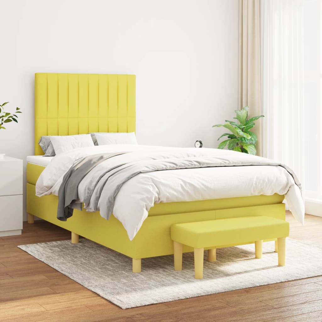 Boxspringbett Mit Matratze Stoff Hellgrün