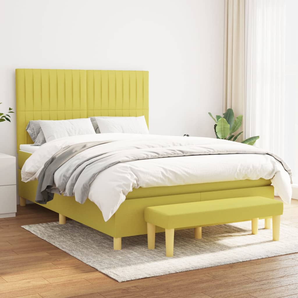 Boxspringbett Mit Matratze Stoff Hellgrün