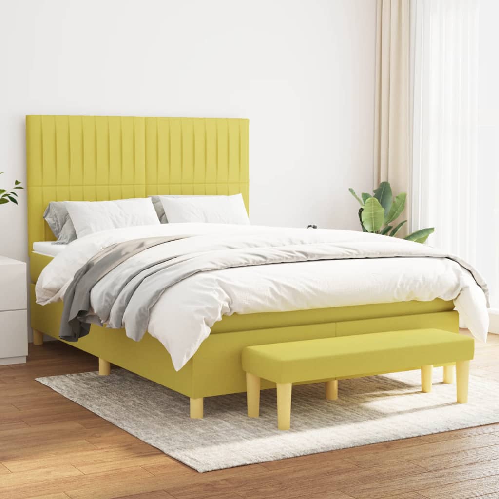 Boxspringbett Mit Matratze Stoff Hellgrün