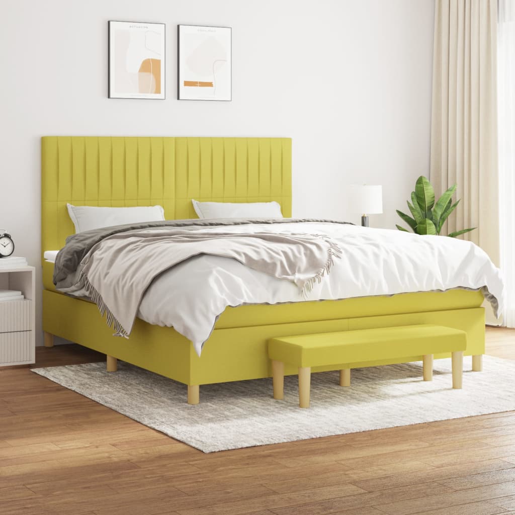 Boxspringbett Mit Matratze Stoff Hellgrün