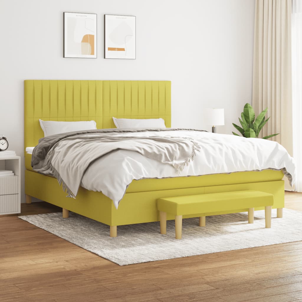 Boxspringbett Mit Matratze Stoff Hellgrün