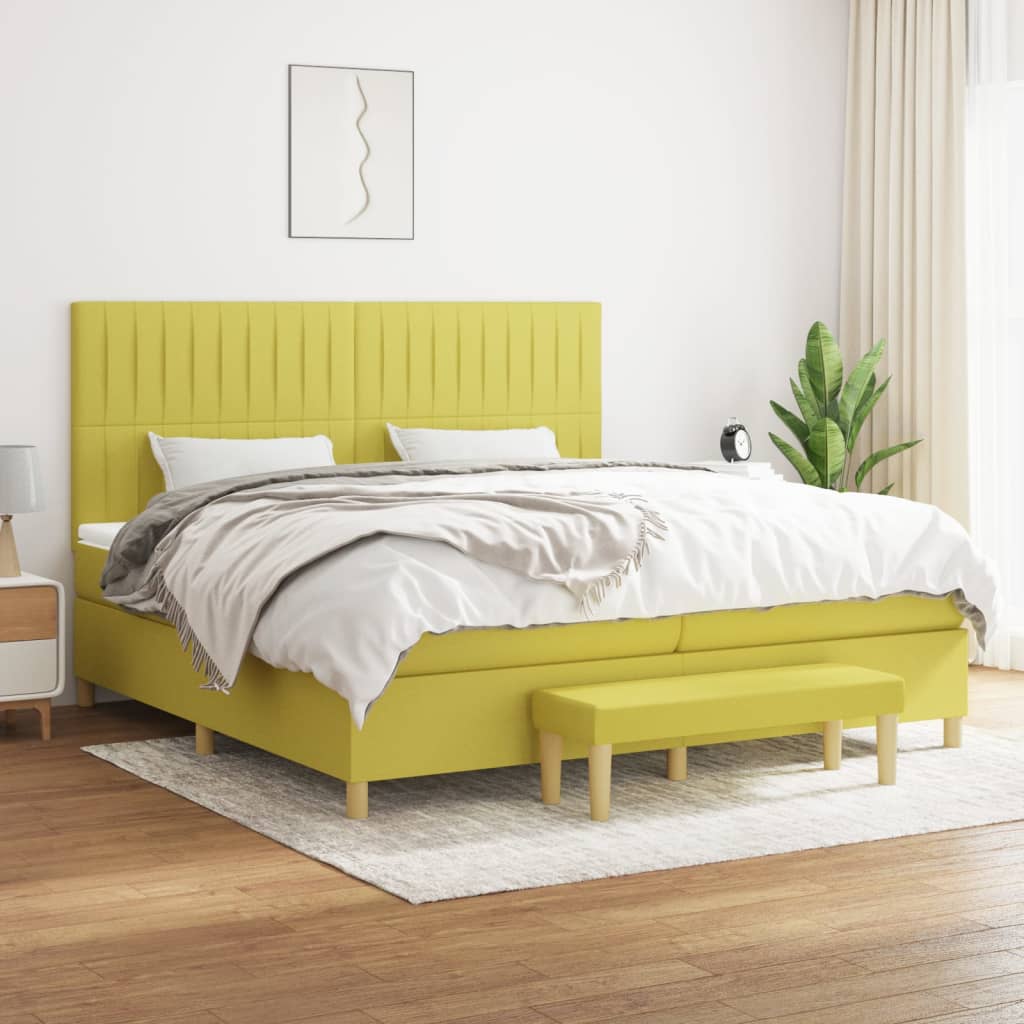 Boxspringbett Mit Matratze Stoff Hellgrün