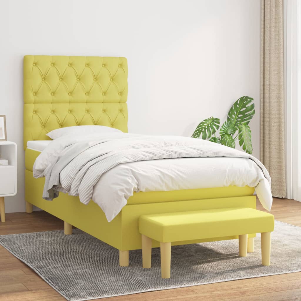 Boxspringbett Mit Matratze Stoff Hellgrün