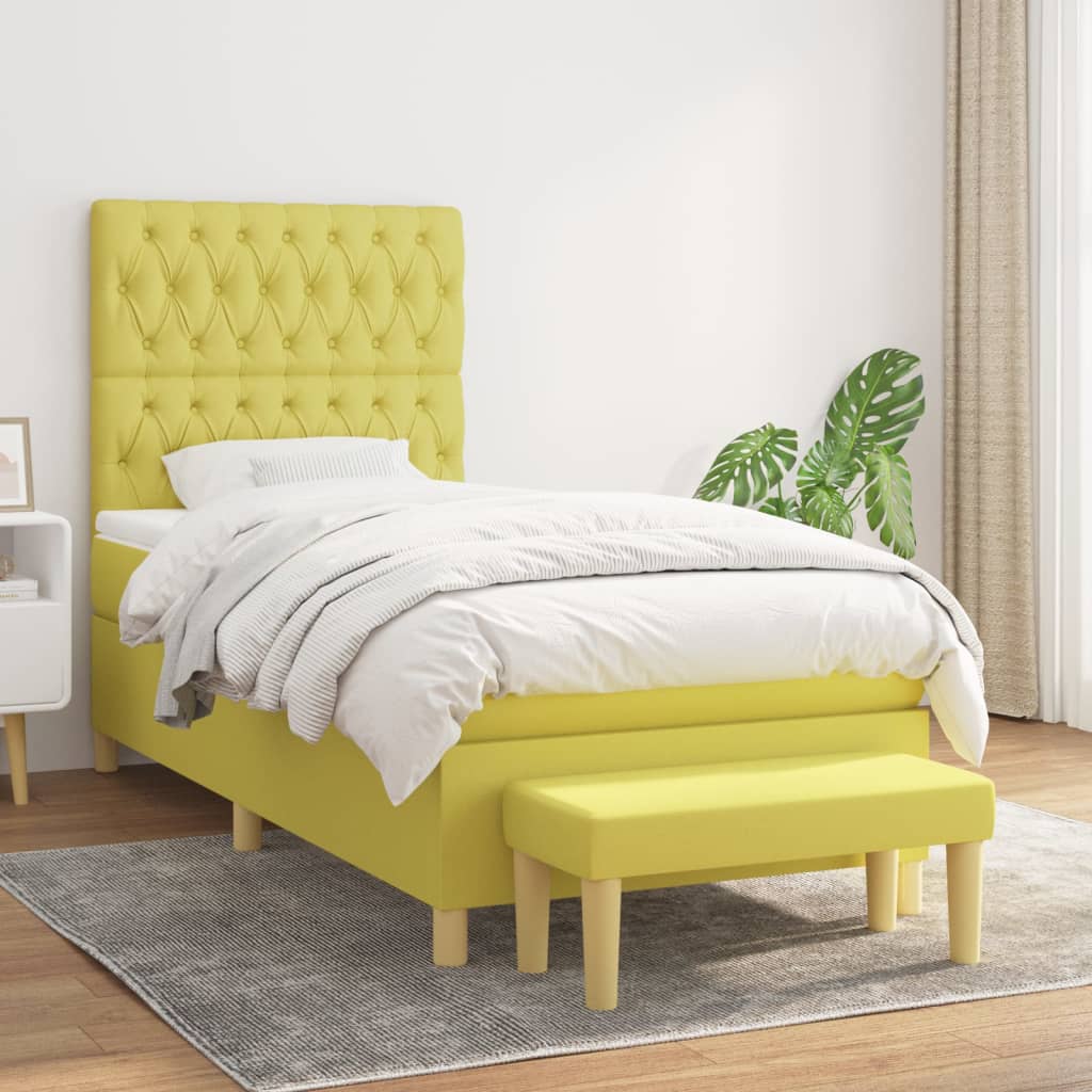 Boxspringbett Mit Matratze Stoff Hellgrün