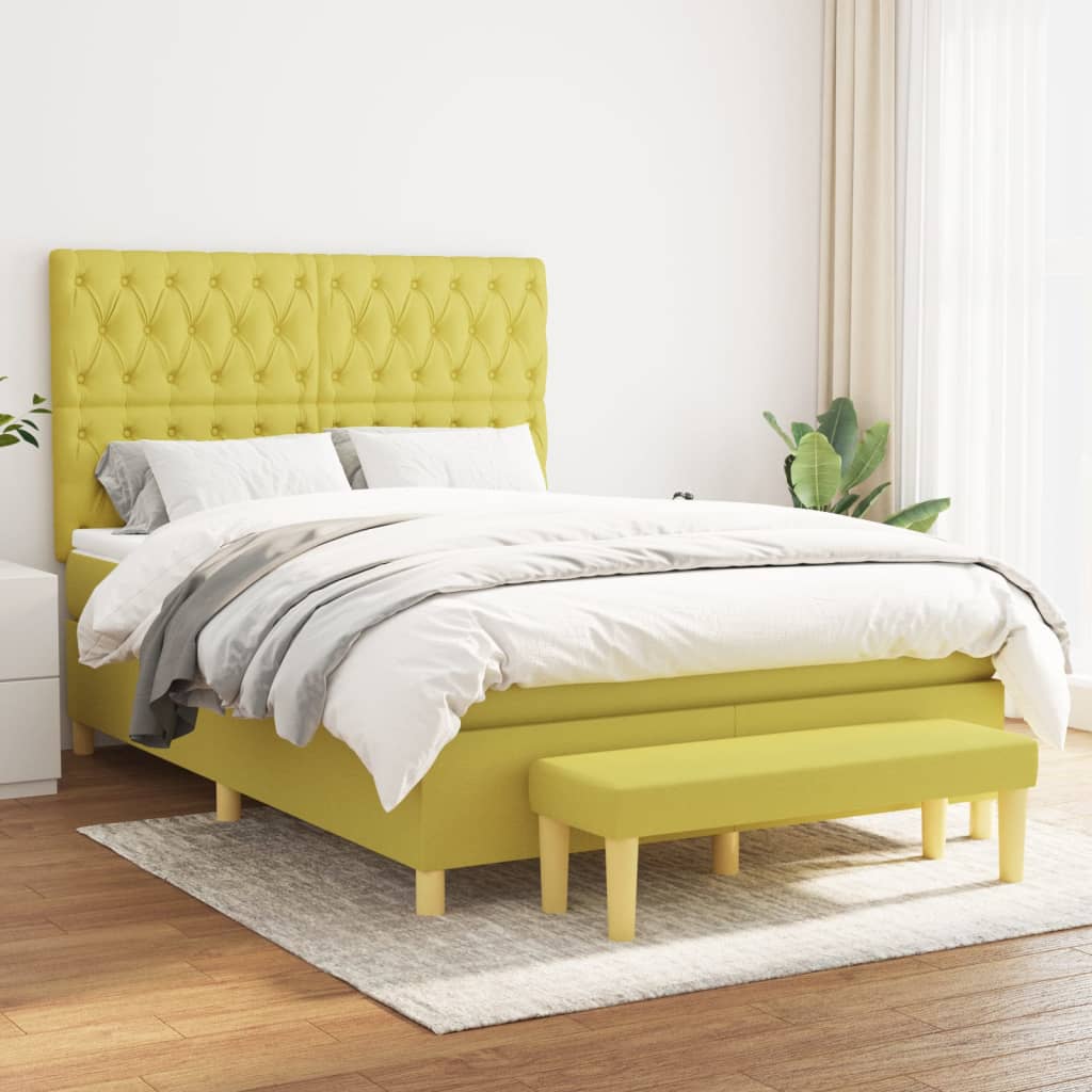 Boxspringbett Mit Matratze Stoff Hellgrün