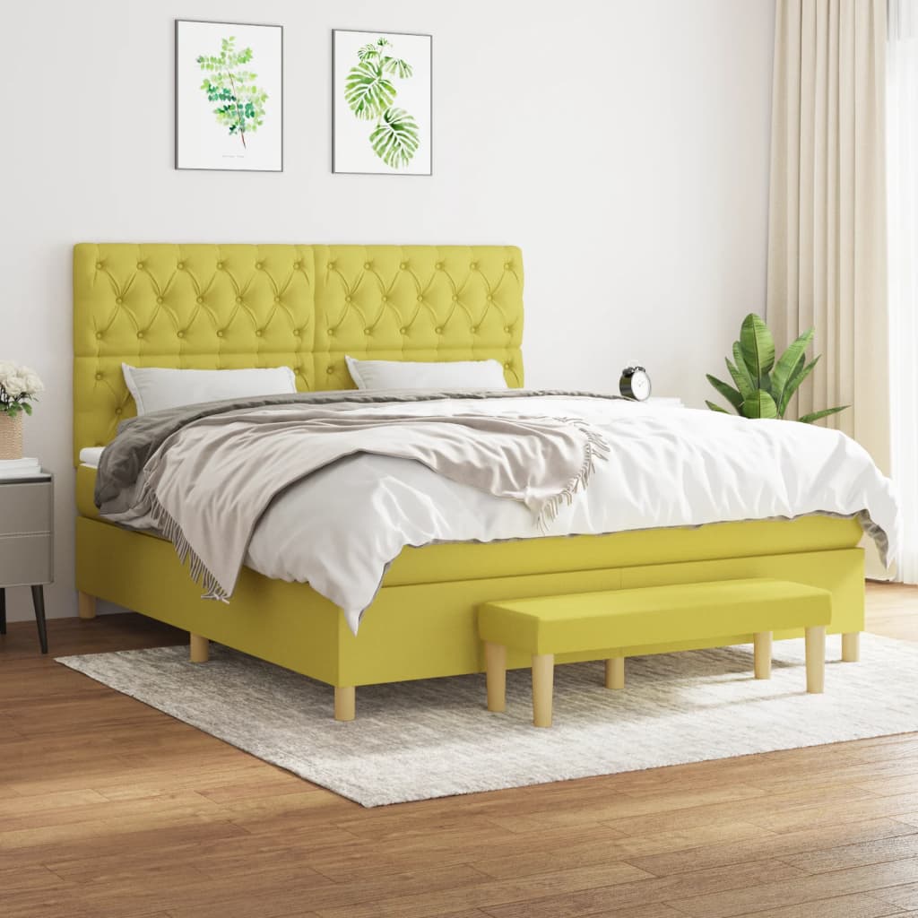 Boxspringbett Mit Matratze Stoff Hellgrün