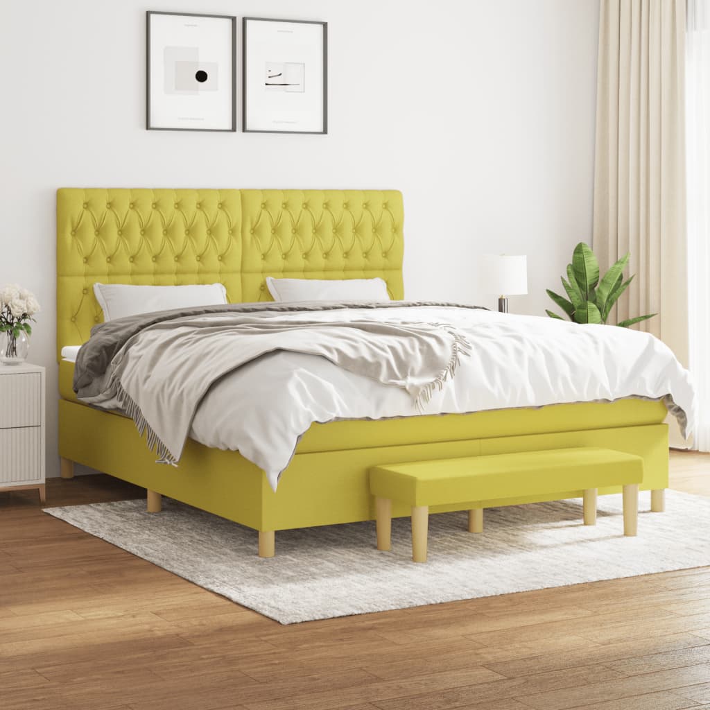 Boxspringbett Mit Matratze Stoff Hellgrün