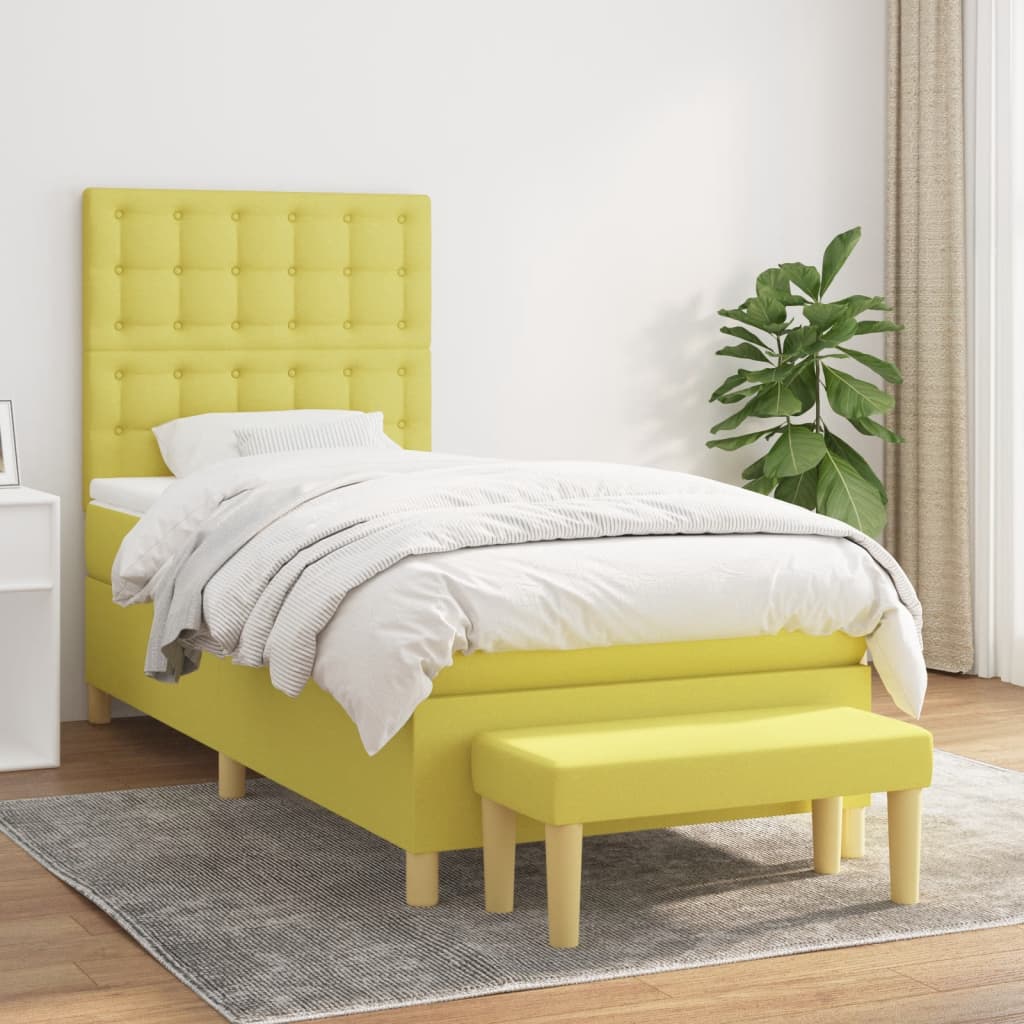 Boxspringbett Mit Matratze Stoff Hellgrün