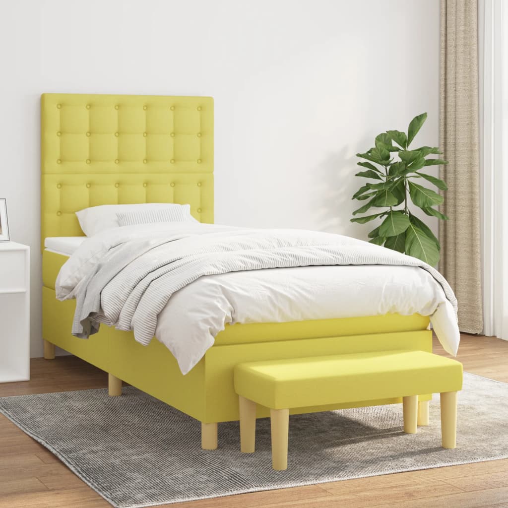 Boxspringbett Mit Matratze Stoff Hellgrün