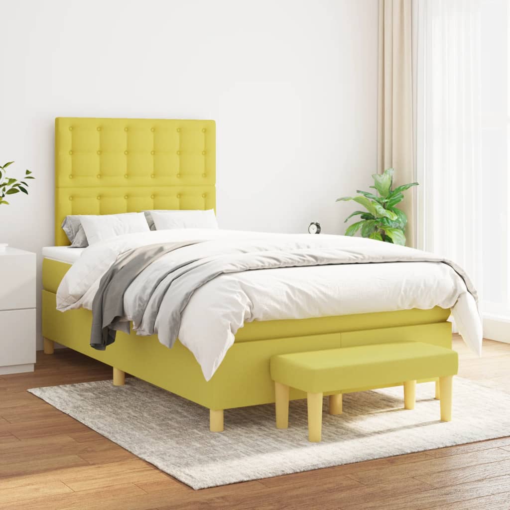 Boxspringbett Mit Matratze Stoff Hellgrün