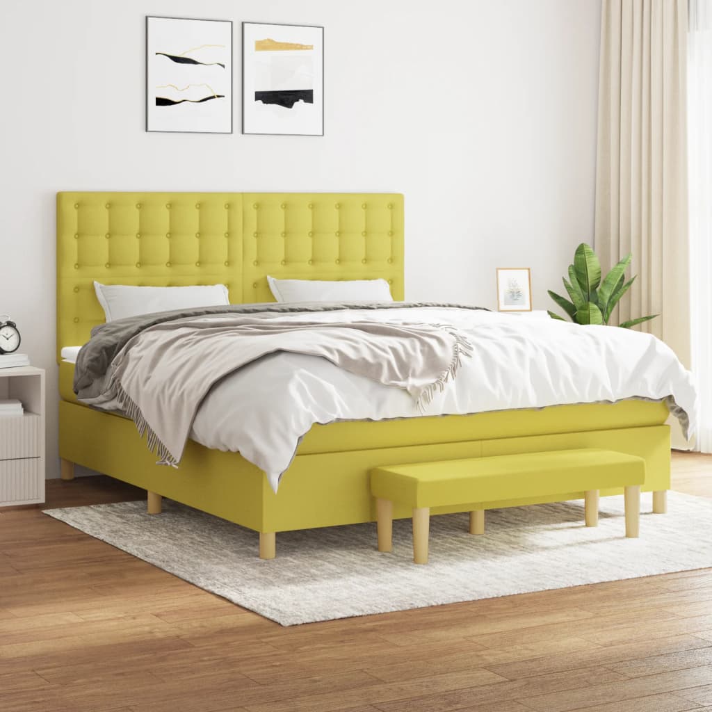 Boxspringbett Mit Matratze Stoff Hellgrün