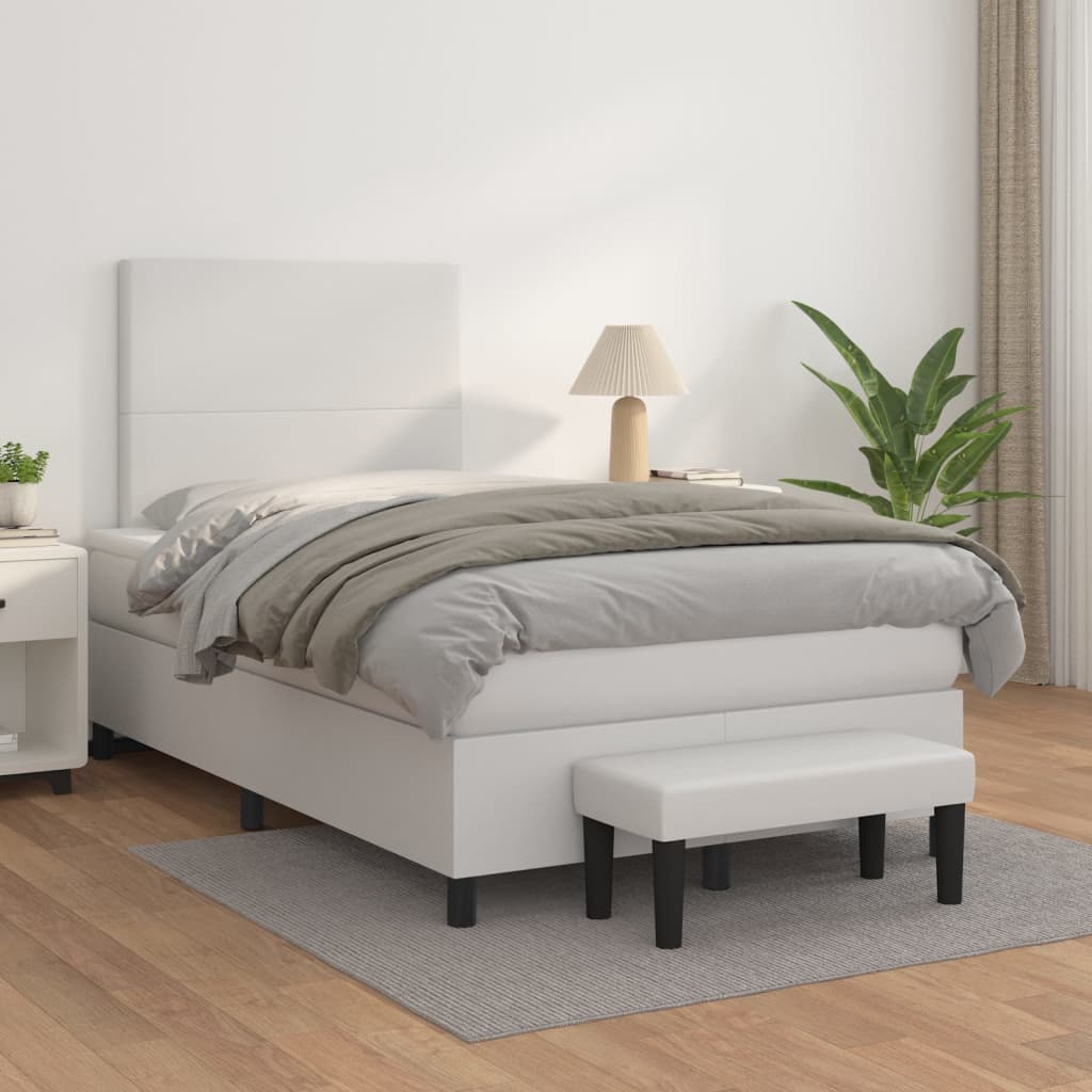Boxspringbett Mit Matratze Kunstleder Weiß