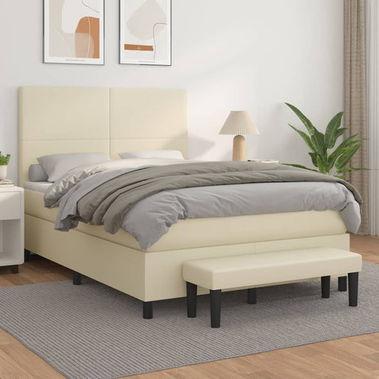 Boxspringbett Mit Matratze Kunstleder Creme