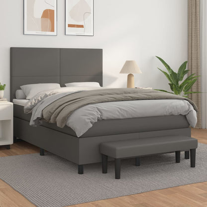 Boxspringbett Mit Matratze Kunstleder Grau